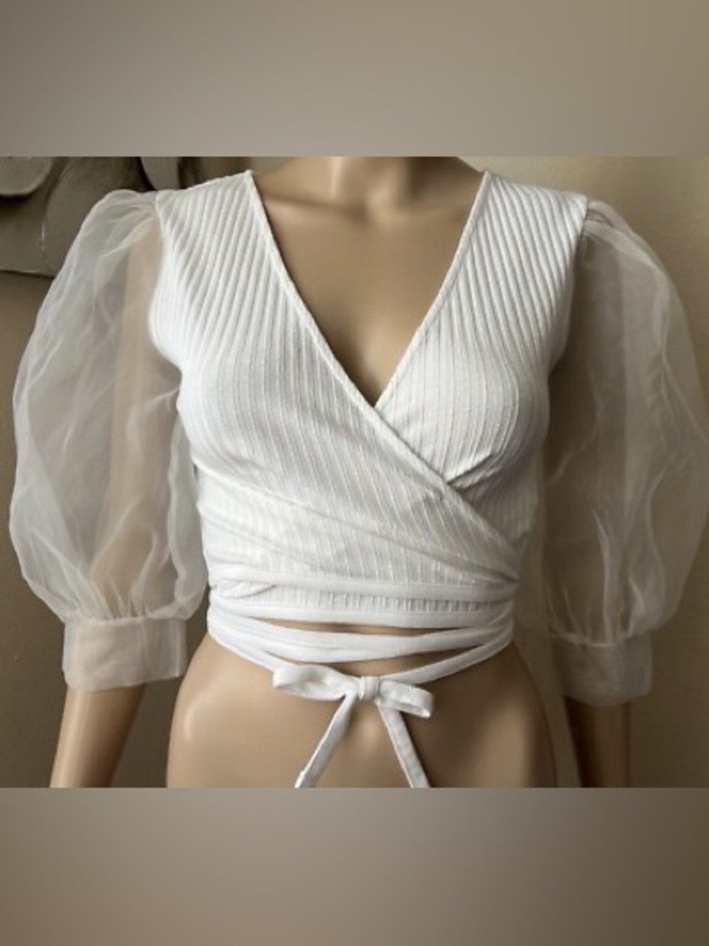 Zara Wrap Top with Puff Sleeve